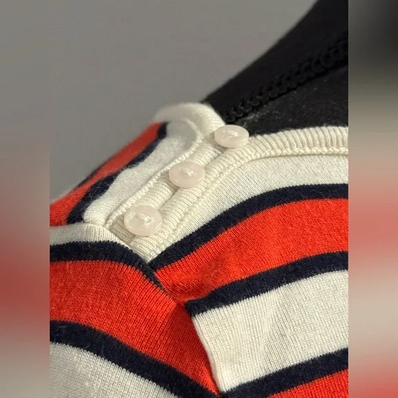 1901 striped boatneck red orange, blue, and white 3/4 sleeve XS - Picture 5 of 8